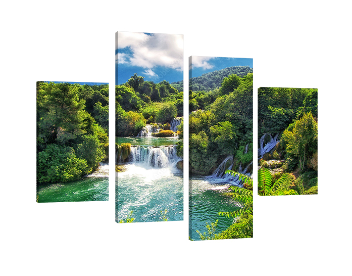 Krka Waterfall, Croatia - 4 Piece Split Canvas - AdriaWalls